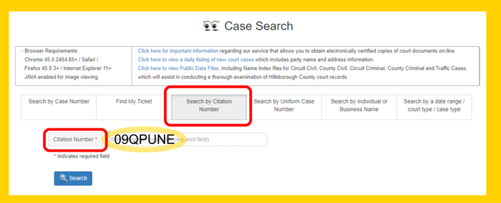 IMAGE Hover Citation Number Search